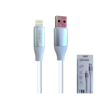 UKAY Mini-USB To Lightning 1 m U-D02  (Compatible with Mobile, Power Bank, Speaker, Tablet, White, One Cable)
